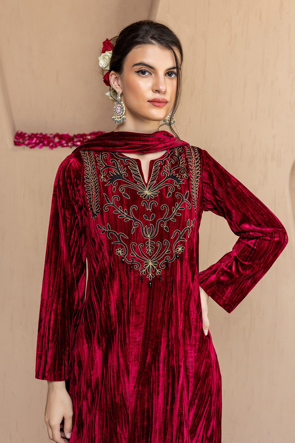 RED LUXURY VELVET FUSION SET